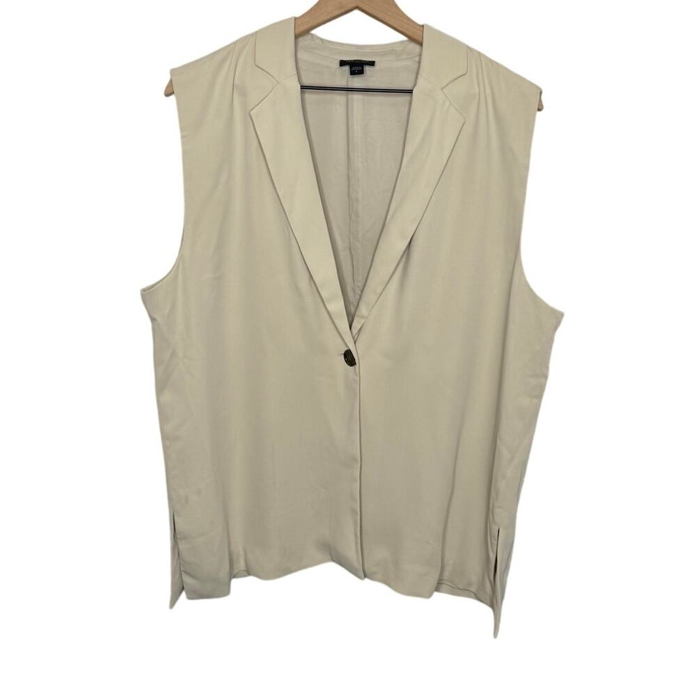 J. JILL WEAREVER COLLECTION Easy Care Women's Blazer Vest Oatmeal Large